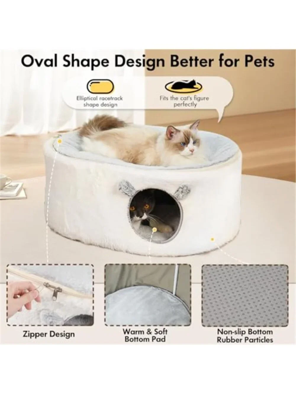 Cat Cave Bed Enclosed Pet Bed Cat Condo Hideaway Plush Washable